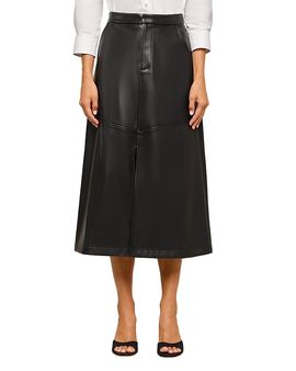 L'agence L'Agence Robyn Faux Leather A Line Midi Skirt