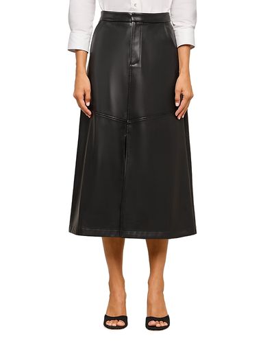 L'agence L'Agence Robyn Faux Leather A Line Midi Skirt