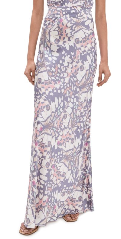 L'AGENCE L'AGENCE Ryker Waistband Bias Skirt Multi Butterfly Wing