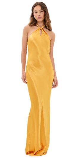 L'AGENCE L'AGENCE Saphara Halter Gown Dark Gold