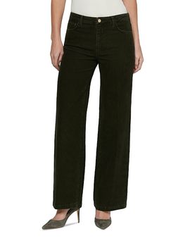 L'agence L'Agence Scottie Cotton Stretch High Rise Wide Leg Jeans in Army