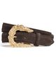L'AGENCE L'AGENCE Sedaris Feathered Edge Belt Chocolate Suede - 1