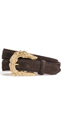 L'AGENCE L'AGENCE Sedaris Feathered Edge Belt Chocolate Suede