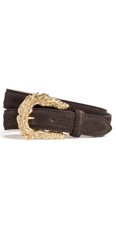 L'AGENCE L'AGENCE Sedaris Feathered Edge Belt Chocolate Suede