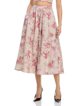 L'agence L'Agence Seina Button Front Linen Midi Skirt