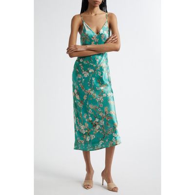 L'AGENCE L'AGENCE Seridie Floral Print Silk Midi Slipdress