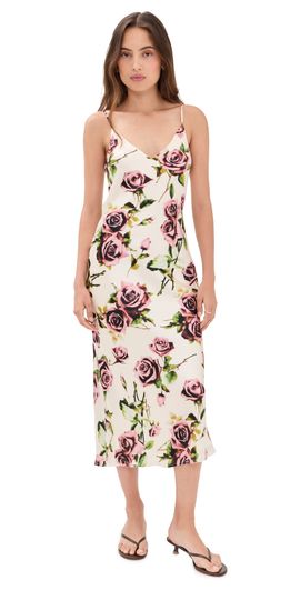 L'AGENCE L'AGENCE Seridie Silk Slip Dress Ecru/Romantic Rose