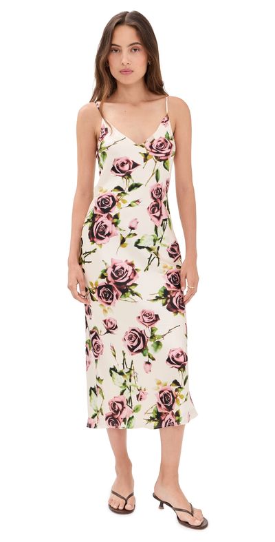 L'AGENCE L'AGENCE Seridie Silk Slip Dress Ecru/Romantic Rose