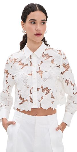 L'AGENCE L'AGENCE Seychelle Cropped Button Down Shirt Ivory