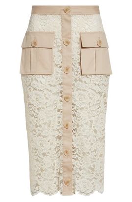 L'AGENCE L'AGENCE Shae Mixed Media Cotton Blend Lace Skirt