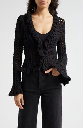 L'AGENCE L'AGENCE Solaris Open Stitch Cotton Blend Cardigan