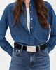 L'AGENCE L'AGENCE Solera Engraved Plaque Belt Black Calfhair - 3