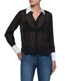 L'agence L'Agence Sona Contrast Trim Collared Blouse