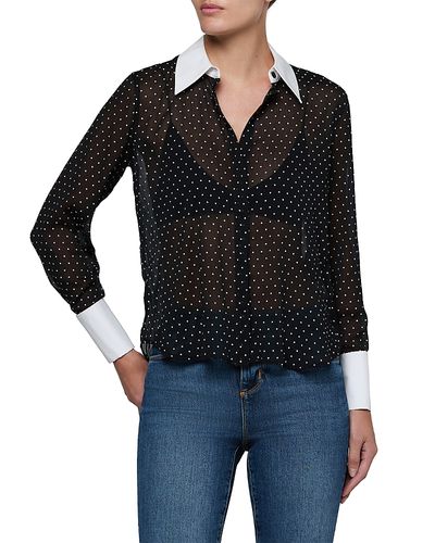L'agence L'Agence Sona Contrast Trim Collared Blouse