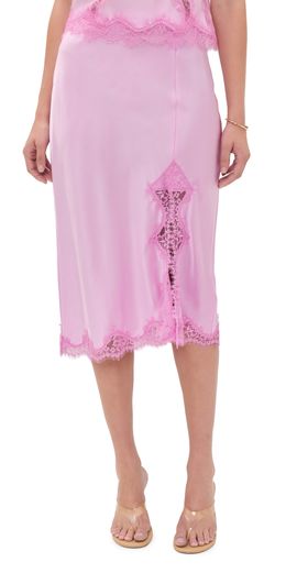 L'AGENCE L'AGENCE Tico Lace Midi Skirt Malibu Pink/Peony