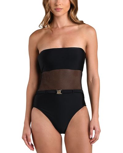 L'agence L'Agence Tory Bandeau Mesh Solid One Piece Swimsuit