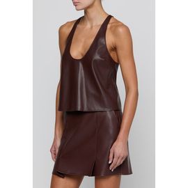 L'AGENCE L'AGENCE Tullia Scoop Neck Faux Leather Racerback Tank