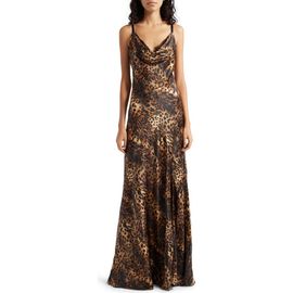 L'AGENCE L'AGENCE Venice Animal Cowl Neck Silk Gown