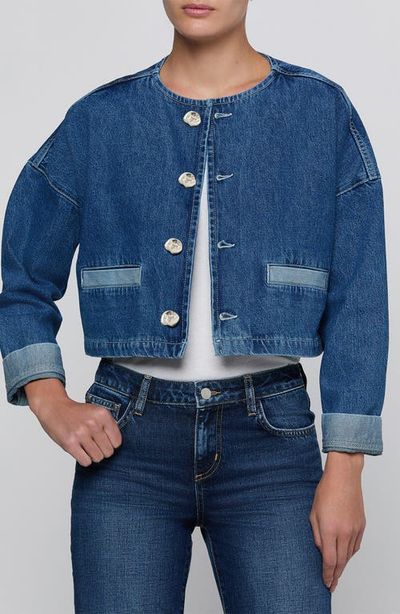 L'AGENCE L'AGENCE Verona Collarless Cropped Denim Jacket