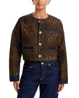 L'agence L'Agence Verona Leopard Print Collarless Jacket
