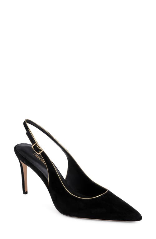 L'AGENCE L'AGENCE Vichy II Leather Trimmed Pointed Toe Slingback Pump