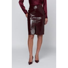 L'AGENCE L'AGENCE Violetta Croc Embossed Faux Leather Pencil Skirt