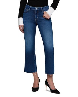 L'agence L'Agence Wanda Cotton Blend High Rise Crop Wide Leg Jeans in Idaho