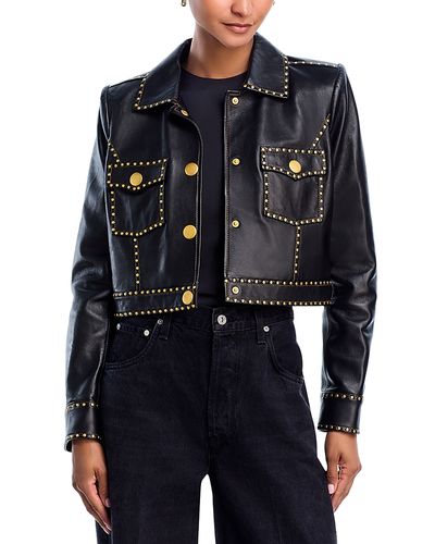 L'agence L'Agence Winsome Leather Crop Studded Jacket