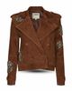 L'agence L'Agence Xoey Suede Crystal Trim Cropped Trench Coat - 5
