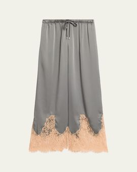 L'Agence Mirel Lace-Trim Satin Pants