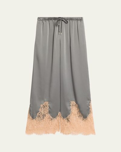 L'Agence Mirel Lace-Trim Satin Pants