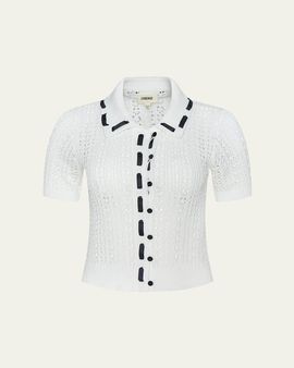 L'Agence Ninette Pointelle-Knit Cardigan