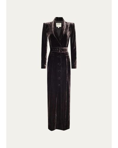 L'AGENCE Raini Velvet Shawl-Collar Maxi Coat