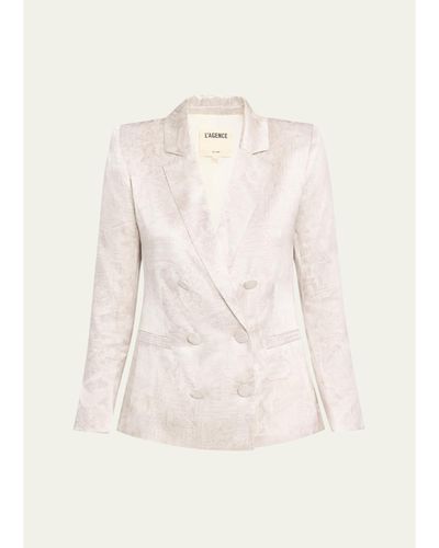 L'AGENCE Sena Double-Breasted Silk Blazer
