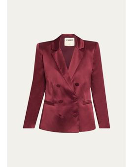 L'AGENCE Sena Silk Double-Breasted Blazer