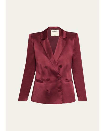 L'AGENCE Sena Silk Double-Breasted Blazer