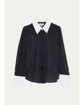 L'AGENCE Sona Polka-Dot Chiffon Blouse