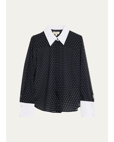 L'AGENCE Sona Polka-Dot Chiffon Blouse