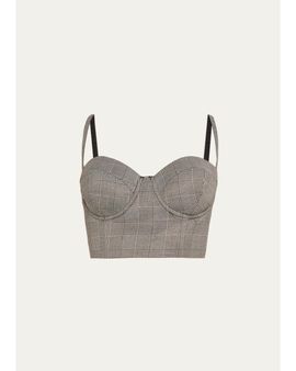 L'AGENCE Sonya Plaid Bustier Top
