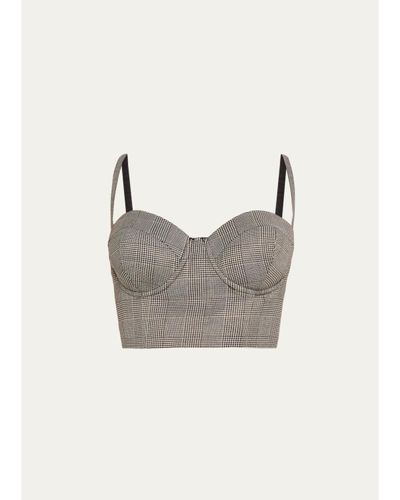 L'AGENCE Sonya Plaid Bustier Top