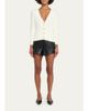 L'AGENCE Virelle Braided-Waistband Faux-Leather Shorts - 2