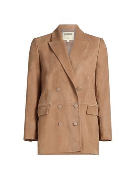 L'AGENCE Women's Aimee Suede Double-Breasted Blazer