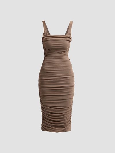 L'AGENCE Women's Anya Shirred Midi Dress