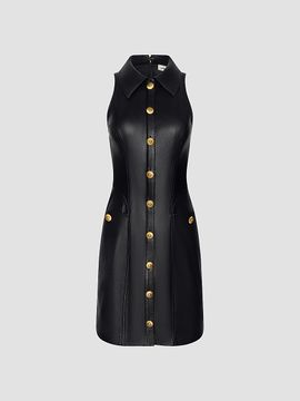 L'AGENCE Women's Apolline Faux Leather Racer Mini Dress