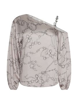 L'AGENCE Women's Asami Chain Printed One-Shoulder Blouse