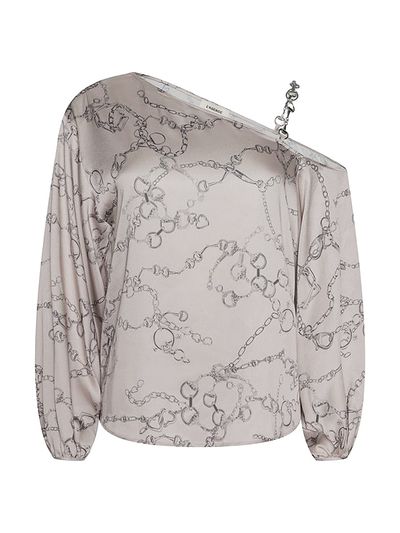 L'AGENCE Women's Asami Chain Printed One-Shoulder Blouse