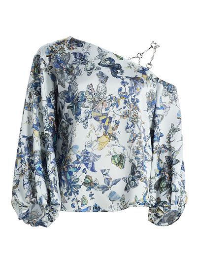 L'AGENCE Women's Asami Printed Chain One-Shoulder Blouse