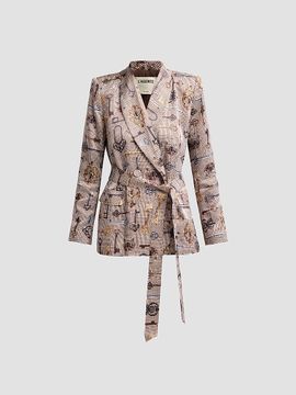L'AGENCE Women's Aven Houndstooth Wrap Blazer