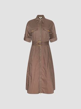 L'AGENCE Women's Callen Belted Zip-Front Midi Shirtdress