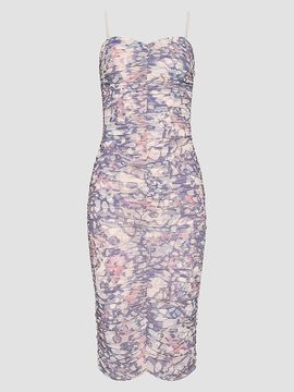 L'AGENCE Women's Caprice Butterfly Wing-Print Ruched Midi Dress